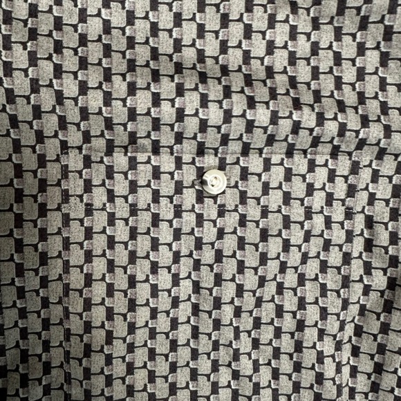 Burma Bibas Men's Large Short Sleeve Button Up Geometric Print Shirt - Picture 3 of 5